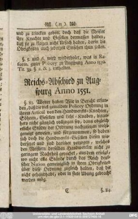 Reichs-Abschied zu Augspurg Anno 1551.