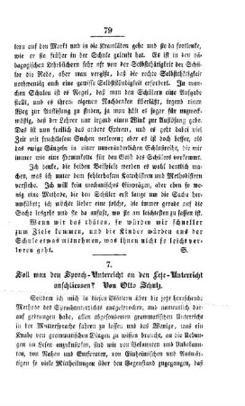 Soll man den Sprach - Unterricht an den Lese - Unterricht anschliessen?