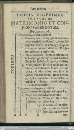 Locus Vigesimus Octavus De Matrimonio Et Conjugio Sacerdotum