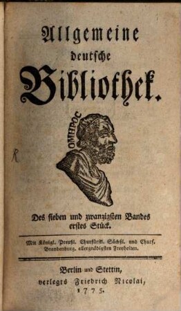 Allgemeine deutsche Bibliothek. 27. 1775