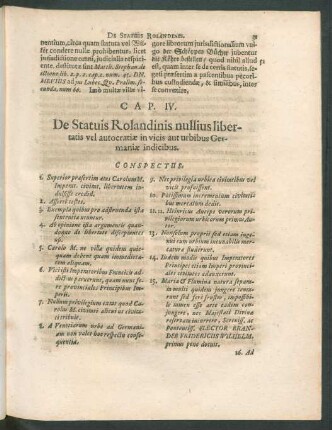 Cap. IV. De Statuis Rolandinis nullius libertatis vel autocratiae in vicis aut urbibus Germaniae indicibus.