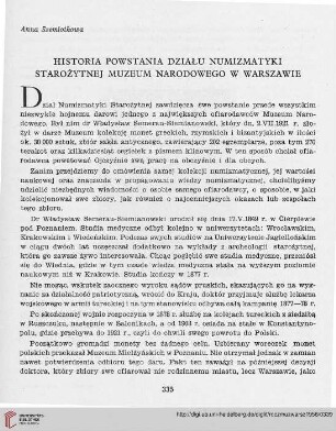 3: Historia powstania Działu Numizmatyki Starożytnej Muzeum Narodowego w Warsawie
