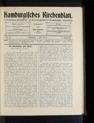 Nr. 22. Hamburg, 2. Juni 1912. 9. Jahrgang.
