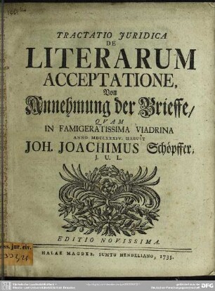 Tractatio Iuridica De Literarum Acceptatione