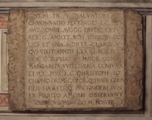 Ehemaliger Grabstein für Konrad Peutinger, gestorben 1547