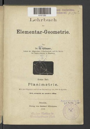 Teil 1: Planimetrie : mit 185 Figuren und einer Sammlung von 250 Aufgaben