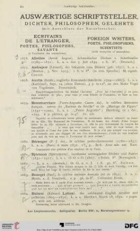 Auswærtige Schriftsteller, Dichter, Philosophen, Gelehrte (Nr. 1676-1754)