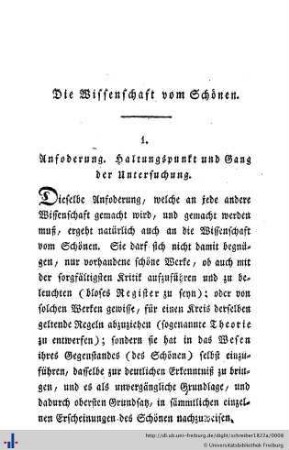 Die Wissenschaft vom Schönen.