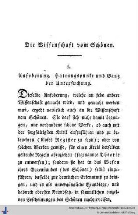 Die Wissenschaft vom Schönen.