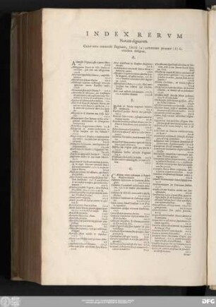 Index Rerum Notatu dignarum.