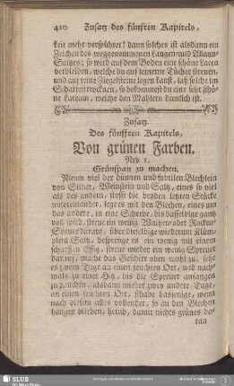 Zusatz. Des fünfften Kapitels, Von grünen Farben