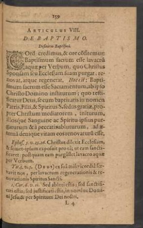 Articulus VIII. De Baptismo.