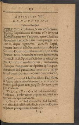 Articulus VIII. De Baptismo.