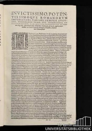 Invictissimo, potentissimo qve romanorum imperatori, caesari semper augusto, ferdinando primo, etc. ...