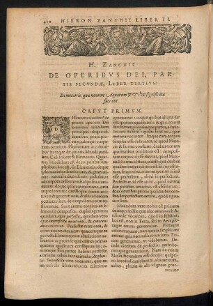 H. Zanchii De Operibus Dei, Partis Secundae, Liber Tertius: