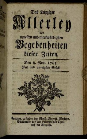 Den 8. Nov. 1763. Fünf und vierzigstes Stück.