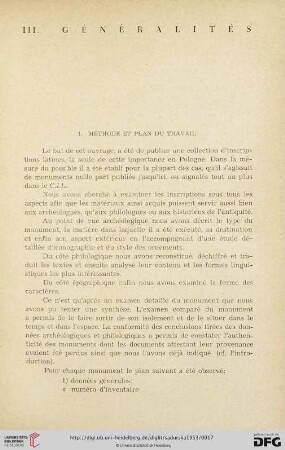 III. Généralités