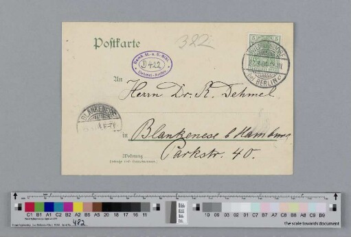 Postkarte an Richard Dehmel