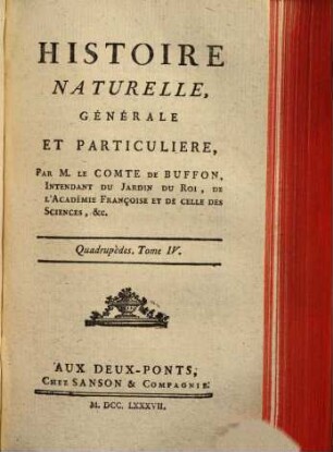 Histoire naturelle, générale et particulière, [2,]4. Quadrupèdes