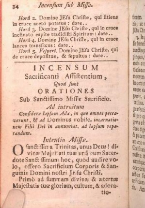 Incensum Sacrificanti Affistentium. Incensum sub Missa.