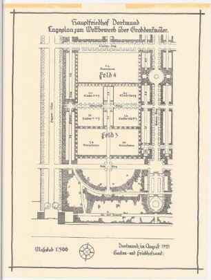 Hauptfriedhof, Dortmund: Lageplan zum Wettbewerb über Grabdenkmäler 1:500