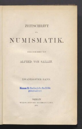 20.1897: Zeitschrift für Numismatik