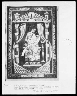 Evangeliar aus Freising — Evangelist Matthäus, Folio 17verso