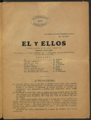 El y ellos : ficción escénica en dos actos