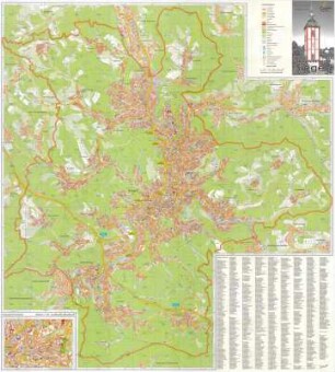 Amtlicher Stadtplan der Universitätsstadt Siegen, farbig mit Straßenverzeichnis