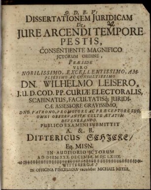 Diss. ... de iure arcendi tempore pestis