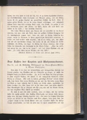 Das Fasten der Kopten und Mohammedaner
