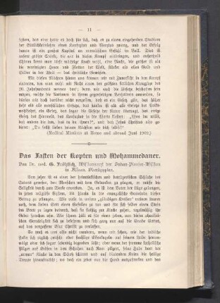Das Fasten der Kopten und Mohammedaner