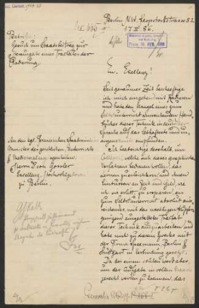 Brief an Gustav von Gossler vom 17.02.1886