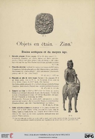 Objets en étain. – Zinn.