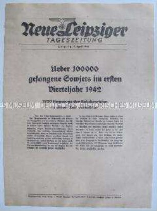 Extrablatt der "Neuen Leipziger Tageszeitung" zu sowjetischen Kriegsgefangenen