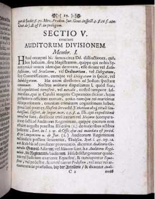 Sectio V. continet Auditorum Divisionem