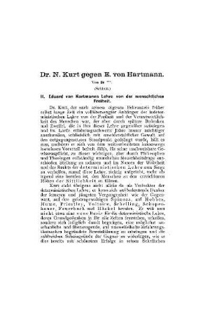 Dr. N. Kurt gegen E. von Hartmann : (Schluß)