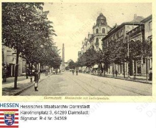 Darmstadt, Rheinstraße mit Ludwigssäule