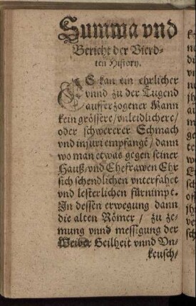 Summa und Bericht der Vierdten History.