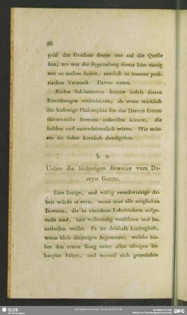 §. 9. Ueber die bisherigen Beweise vom Daseyn Gottes