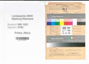 Entnazifizierung Alfons Primbs , geb. 09.04.1902 (Polizeibeamter)