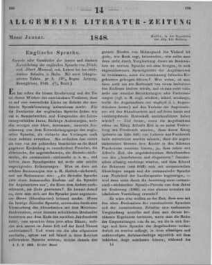 Maennel, F. A.: Genesis oder Geschichte der innern und äussern Entwicklung der englischen Sprache. Leipzig: Baumgärtner 1846