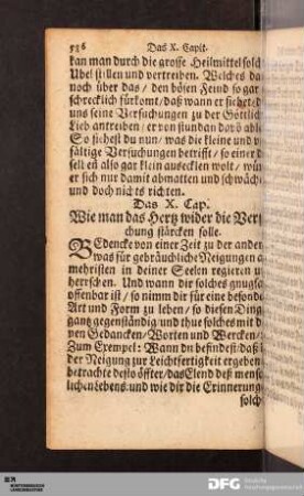 Das X. Cap. Wie man das Hertz wider die Versuchung stärcken solle.