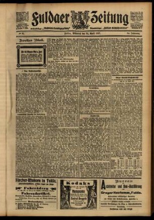 Zweite Ausgabe vom Mittwoch, den 24. April 1907.