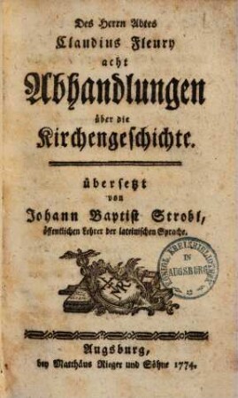 Acht Abhandlungen über die Kirchengeschichte