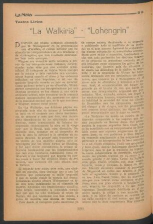 Teatro Lírico : "La Walkiria" - "Lohengrin"