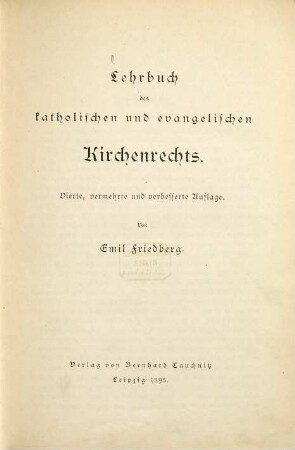 Lehrbuch des katholischen und evangelischen Kirchenrechts