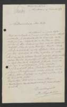 Brief von Hugo de Vries an Unbekannt