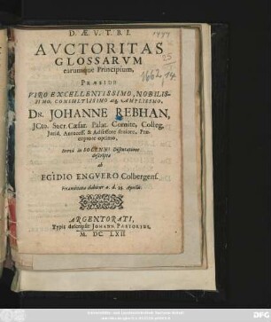 Auctoritas Glossarum earumque Principium