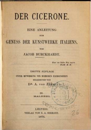 Der Cicerone : eine Anleitung zum Genuss der Kunstwerke Italiens, 3. Malerei